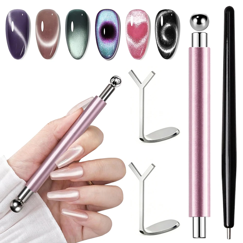 5Pcs/Set Cat Eye Set Magnetic Stick Double-Headed Thickened Cat-Eye Magnetic Stick Cylindrical French Magnet Pen Magnet Tool