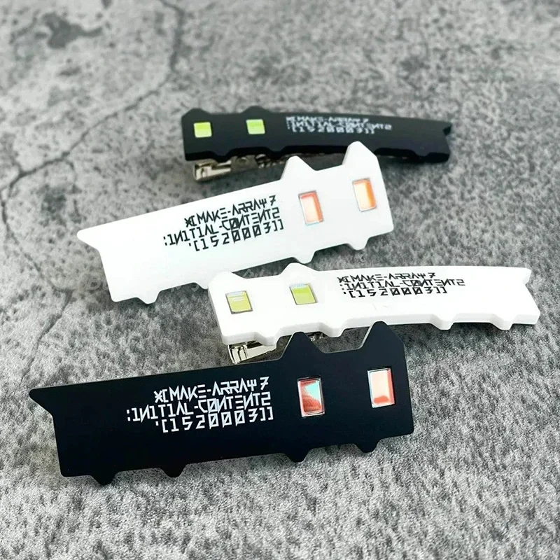 애니메이션 사이버 펑크 머리핀 소녀 귀여운 블랙 화이트 고양이 아크릴 헤어 클립, 고스 헤드웨어, 카니발 파티 헤어 액세서리 소품