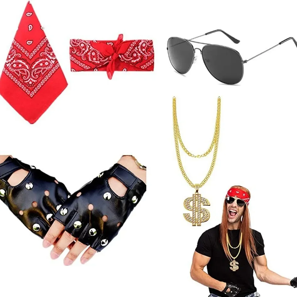 

Heavy Metal Rock Cosplay Disco Fancy Costume Accessories Set with Sunglasses for Men Women Party Use