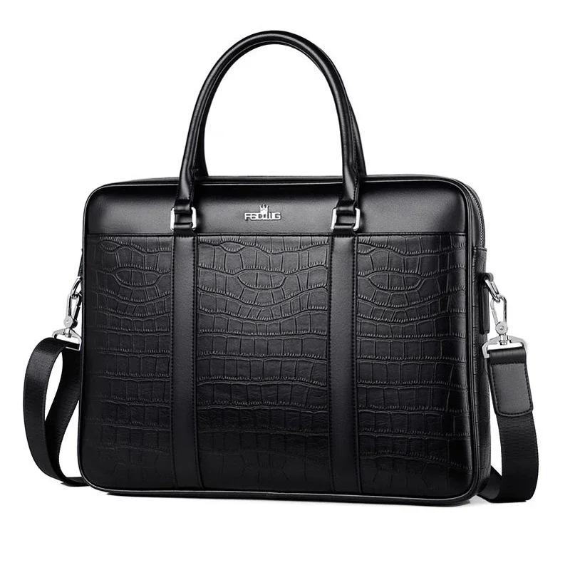 2026 Luxury Crocodile pattern split Leather Business Men's Briefcase designer Shoulder Bag Men Messenger Laptop Computer Bag