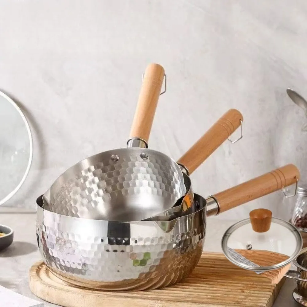 

Stainless Steel Yukihira Pan Yukihira Saucepan with Lid Yukihira Pot with Hook Japanese Milk Pot Sauce Pot Cooking Pot