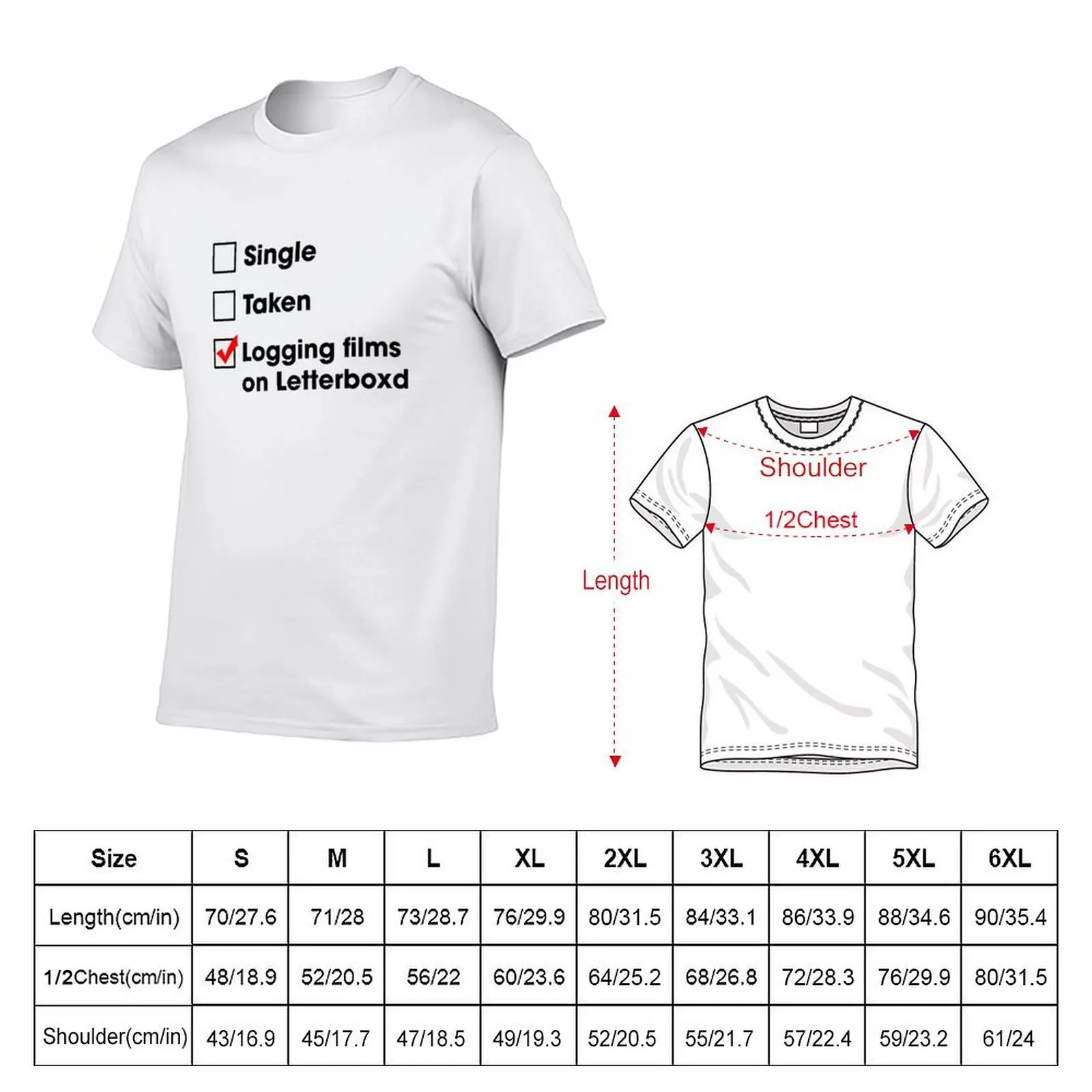 Checklist status - Logging films on Letterboxd T-Shirt t shirts cotton 100% cotton tshirt 100% T-Shirt
