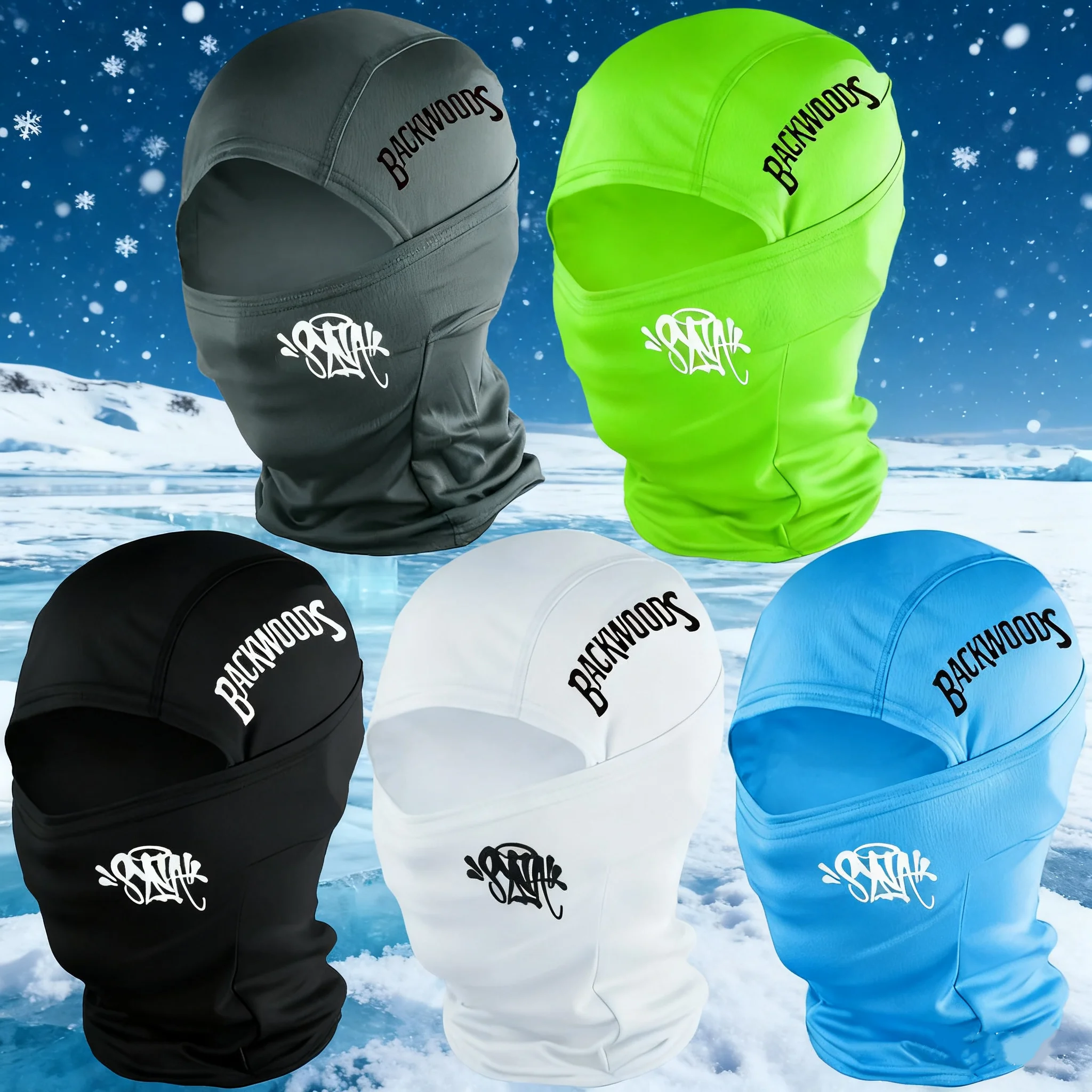 1/2/5PC Multi Color Backhill Graffiti Logo Balaclava Hat - Ultra Warm and Windproof Winter Head, Street Fashion Daily