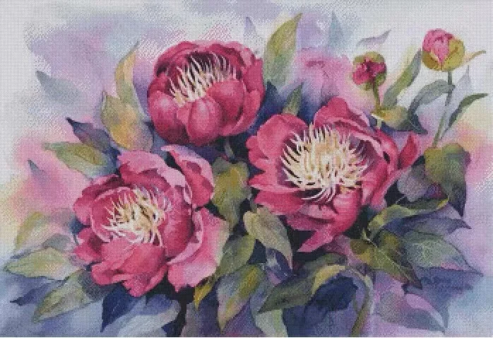 Red Peony 74-53 DIY Needlework Kit unprinting Cross Stich Set Kits Cross-stitch Embroidery Set Stitch Kit