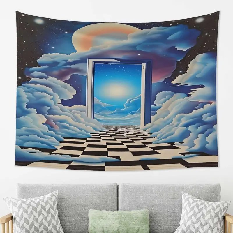 VIKAMA Time Gate Tapestry, Dreamy and Fantastical Sky Cloud Wall Hanging, Aesthetic Decor for Bedroom and Living Room Background
