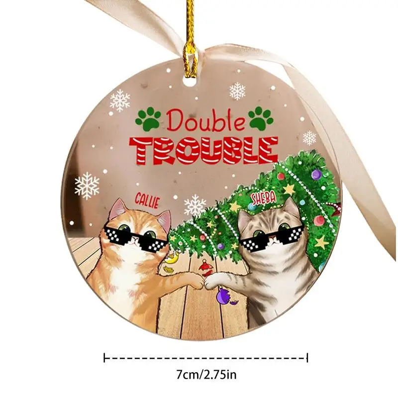 Adorno navideño para gatos, colgante de acrílico 2D para árbol de Navidad, adornos decorativos para amantes de los gatos
