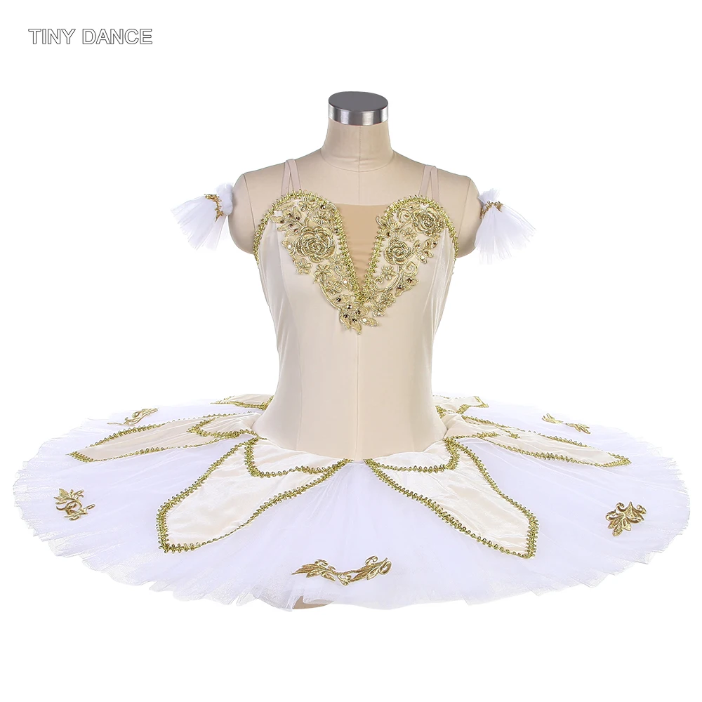 

Cream/Pink Professional Classical Ballet Tutu Costumes for Adult Girls Ballet Dancing Dress Stiff Tulle Pancake Tutus