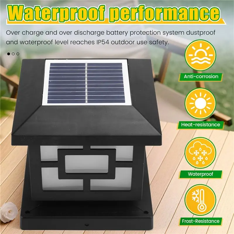 SHGO Outdoor Solar Terrace Column Lights Fence Lights Garden Landscape Column Lights Waterproof Decorative Wall Light