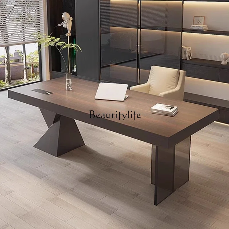12Light Luxury Minimalist Solid Wood Desk Modern Large Desk Computer Office Desk