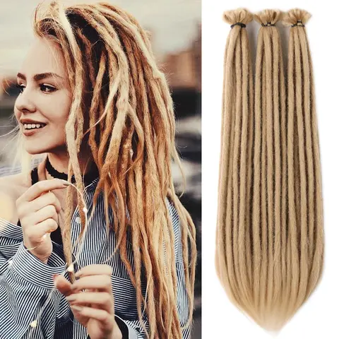 10 Strands 20inch Synthetic Dreadlocks Hair Extensions Soft Handmade Crochet Hair Transplant Blonde Braid Hairs For Women Girl
