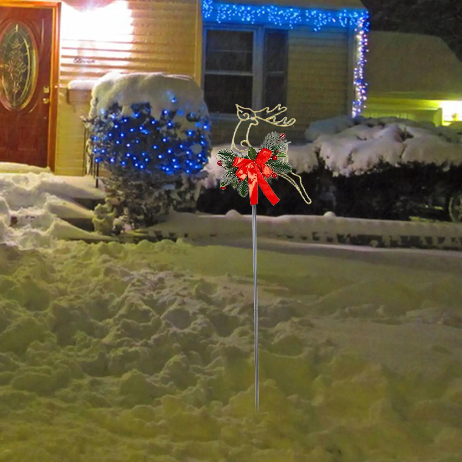 Reindeer Pathway Lighted Garden Stake Outdoor Christmas Decor Figure for Lawn Walkway Ornament Decoration