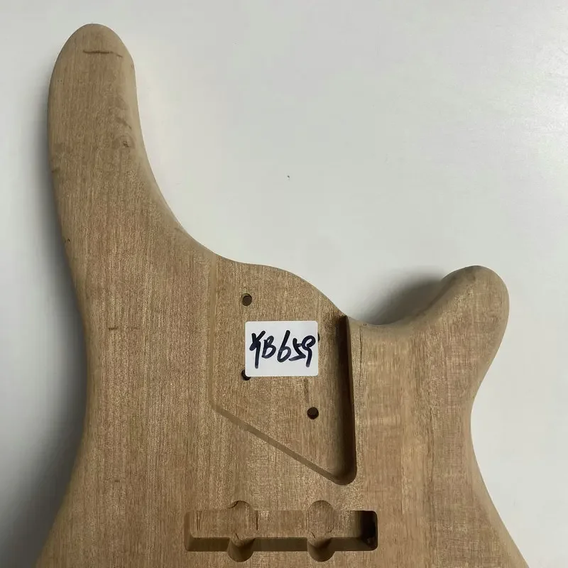 YB659 Natural Solid Redwood Ative Pickups Model Electric Bass 5 Strings Unfinished Body No Paints for Replacement and DIY