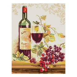 Joy Sunday Grapes and Wine Printed Cross Stitch Kits 11CT 14CT Stamped Counted Cross Stitch Kits DIY Craft Kit
