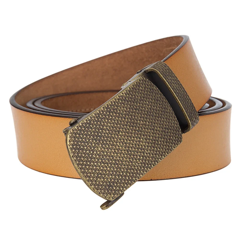 Luxuri – ceinture en cuir de vache pour hommes, de marque, à boucle automatique, de qualité supérieure, réglable, largeur de 3.5cm, rétro, G1607