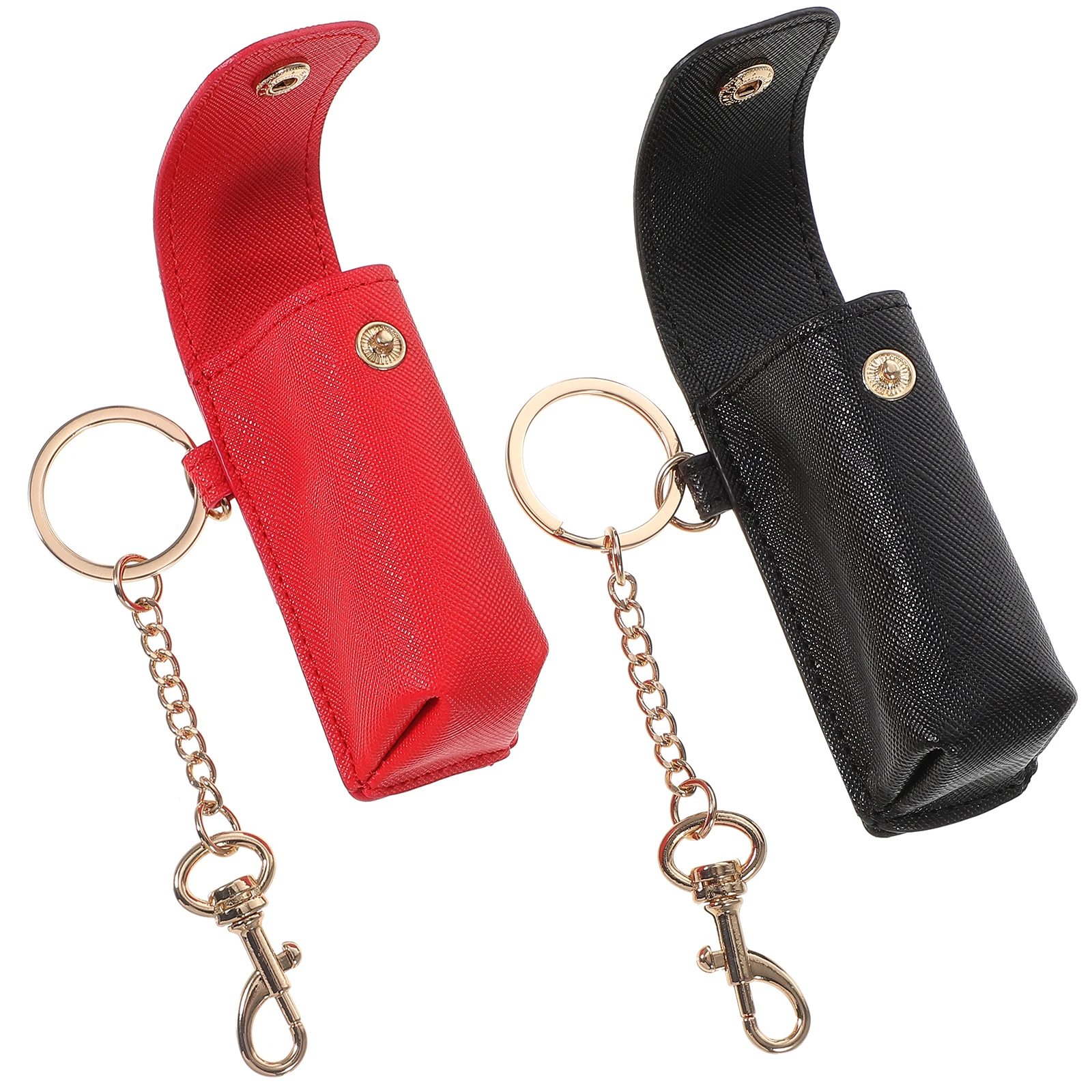 

2pcs Lipstick Keychain Holder Women Lip Balm Storage Bag Pouch Durable Accessory Female Gift Red Black