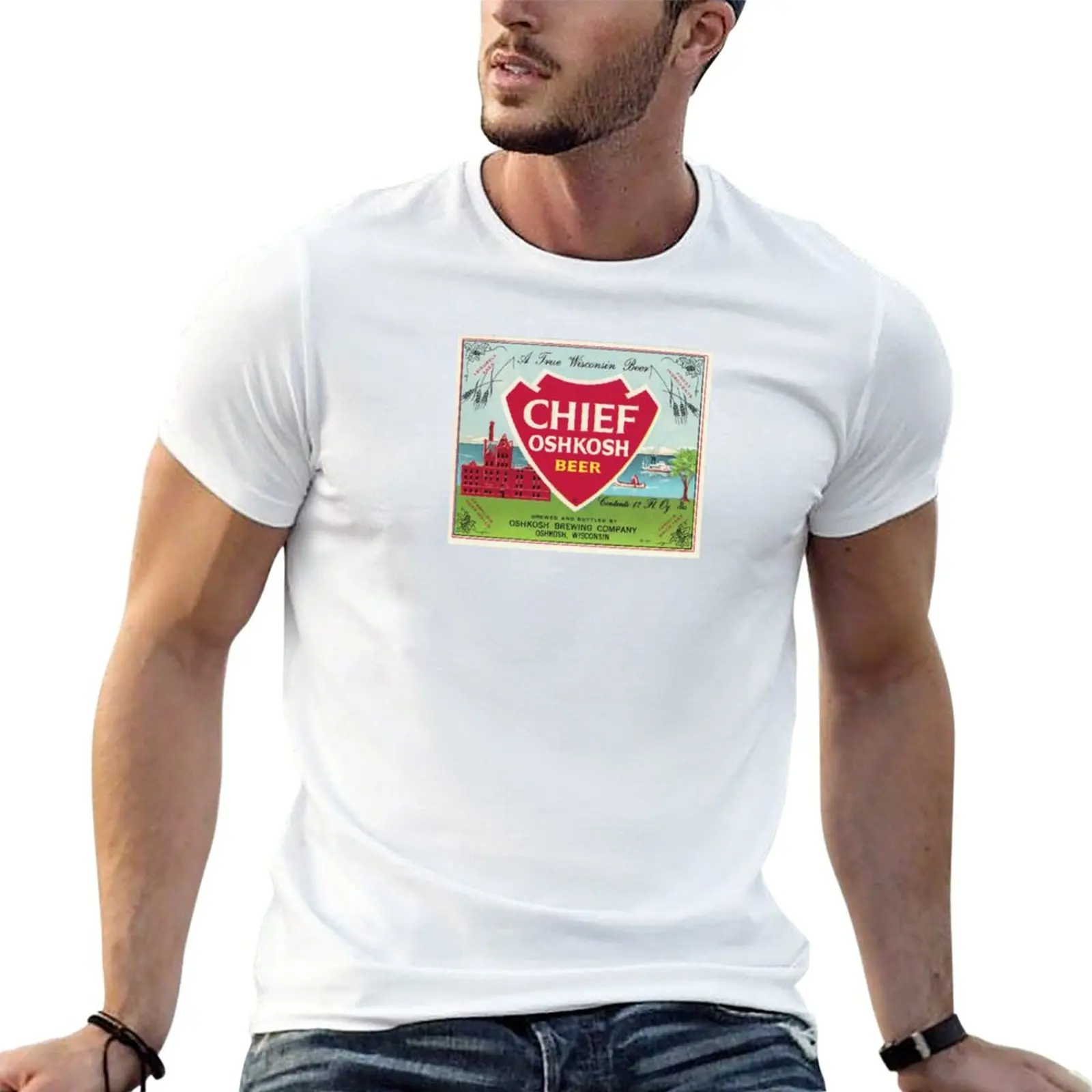 

Chief Oshkosh Beer Label T-Shirt sublime korean fashion sports fans tshirts for men