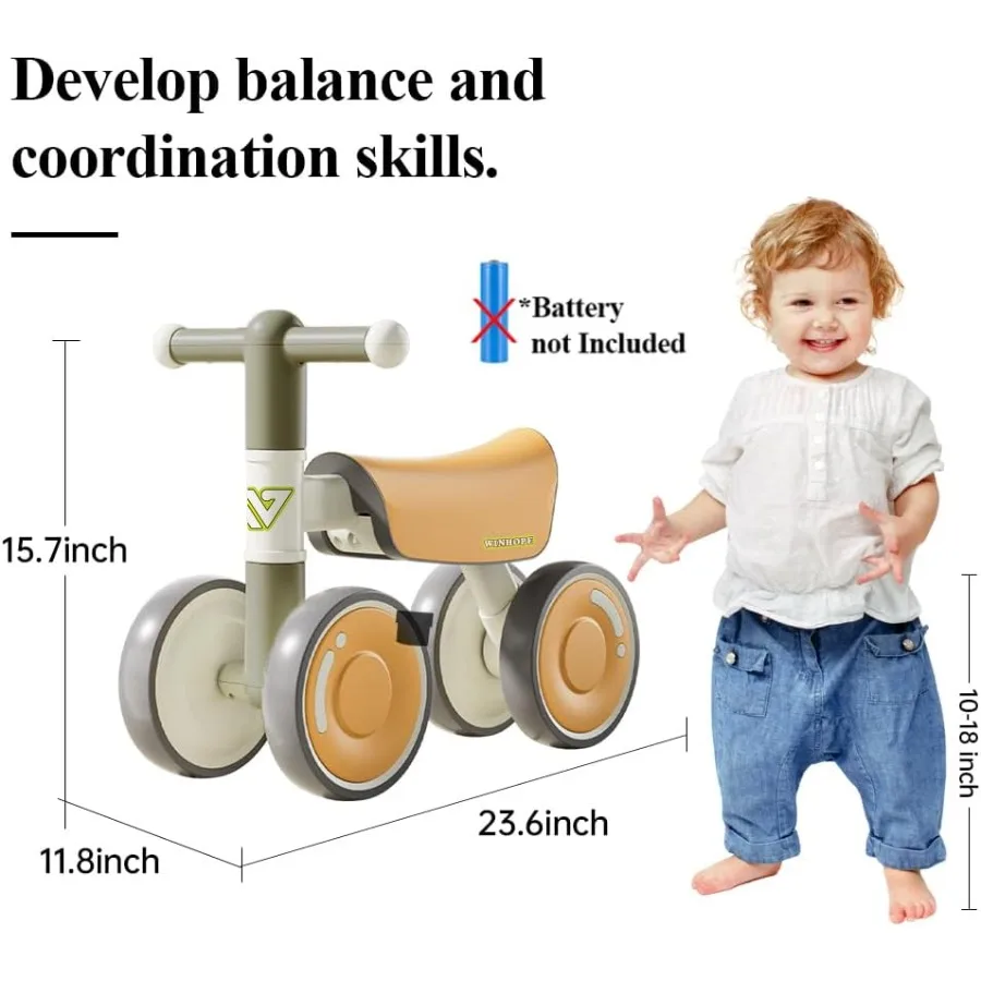 1～3歳向けベビーバランスバイク 静音ホイール ソフトシート 鋭利なエッジなし 幼児用ベビーウォーカー 12～36ヶ月 男の子 女の子 初めての歩行器