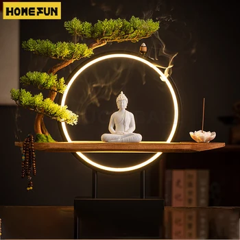 Large Sakyamuni Buddha Statue with LED Ring Light 1