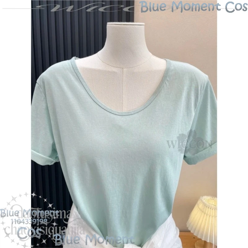Chainsmoker Cat Yani Neko Cosplay Yanineko Mint Green Wig Tshirt Furry Earwear Tail Pants Halloween Festival Fancy Comic Con view 5