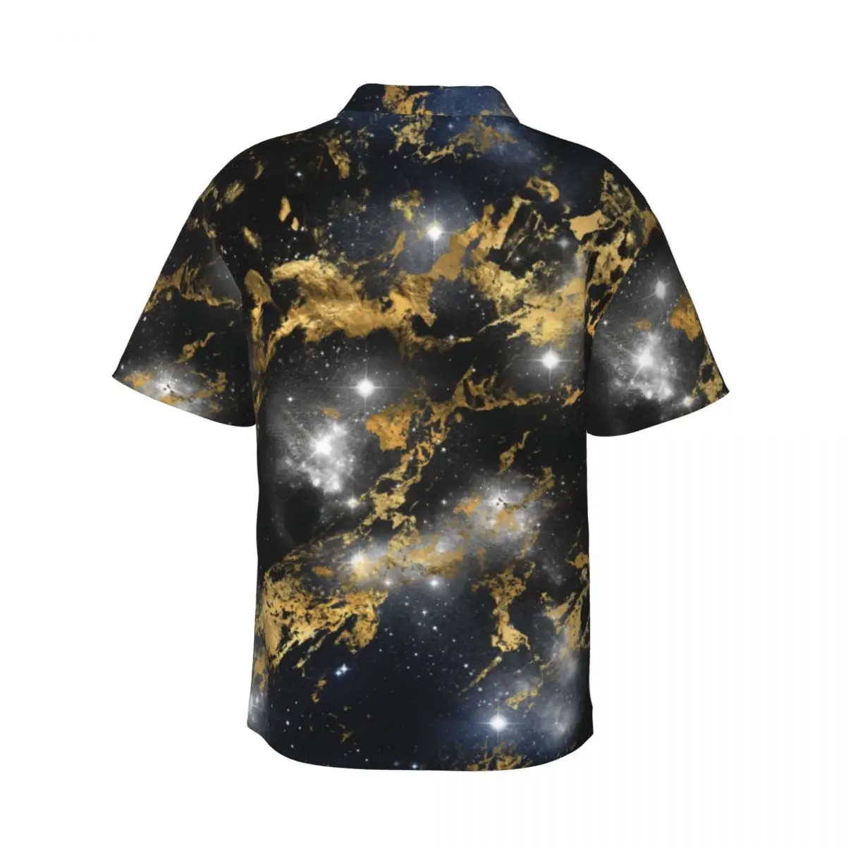 Golden Marble Beach Shirt Men Dark Starry Night Space Lover Galaxy Casual Shirts Hawaiian Graphic Classic Oversized Blouses