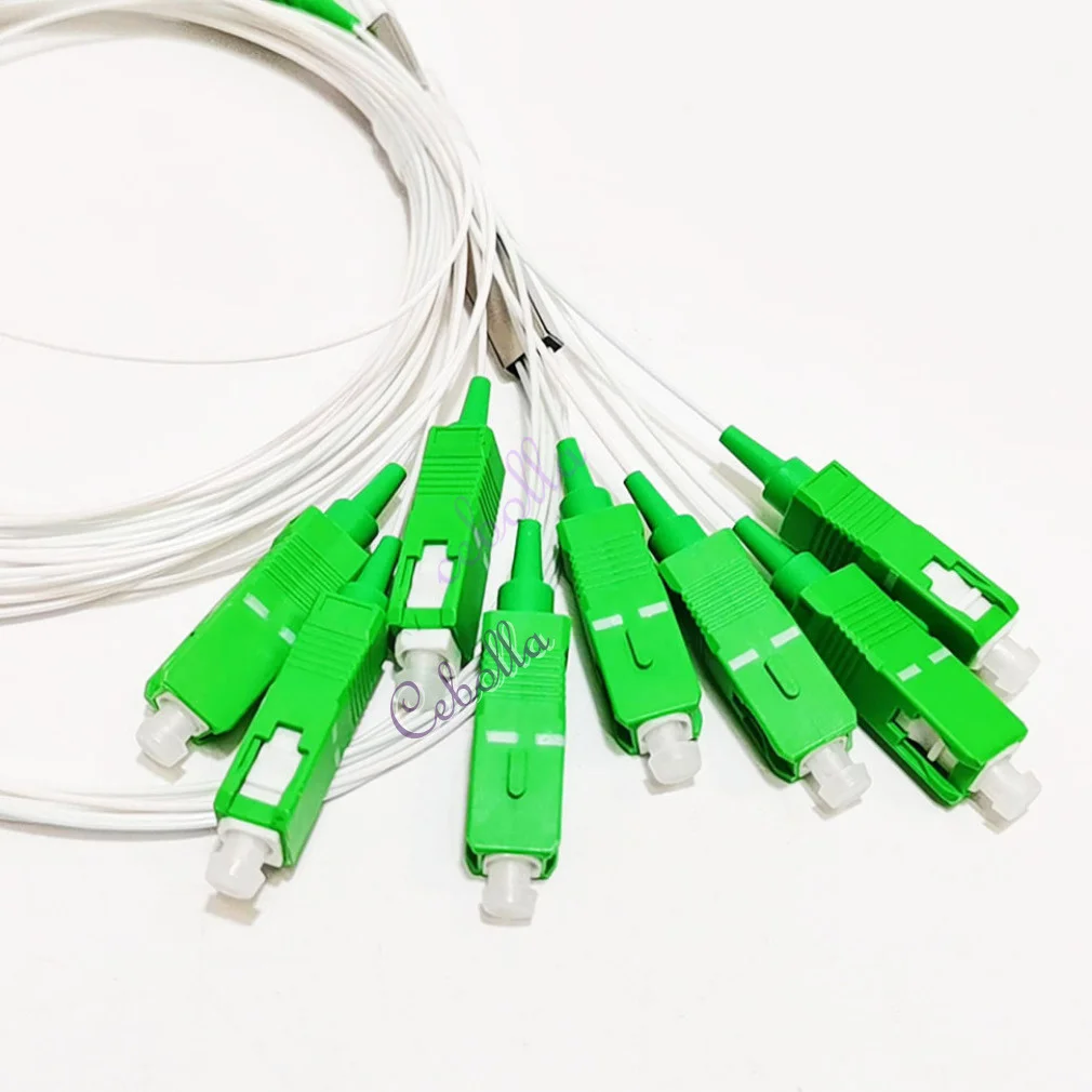 5/10/20pcs/lot 1X8 PLC Fiber Optic Splitter Color/White Best Price SC/APC SM 0.9mm Fiber Optic Splitter Unequal G657A1 PVC 1m