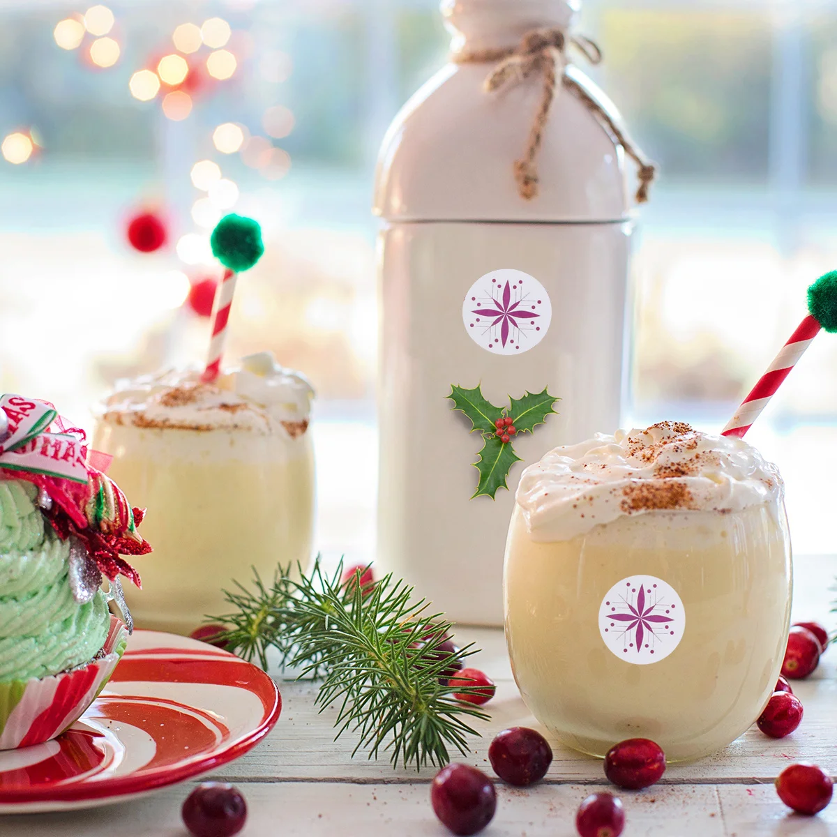 

200Pcs Christmas Snowflake Labels Self-Adhesive Candy Biscuit Stickers Xmas Decor Craft Supplies Snowflake Stickers