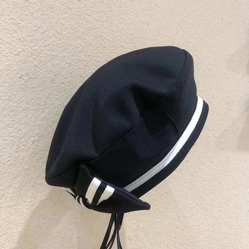 Japanese College Style Bow Berets for Women Spring and Summer Casual Sweet Cute Painter Cap Showing Face Small Jk Sailor Hat