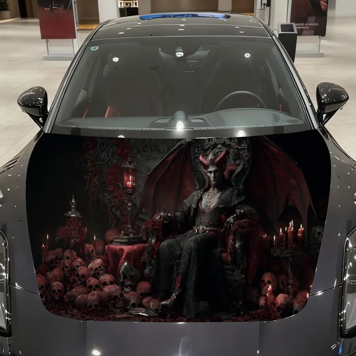 Dominant Blood - Colored Demon Pattern car hood stickers, waterproof self-adhesive, scratch resistant, easy to stick, durable ca