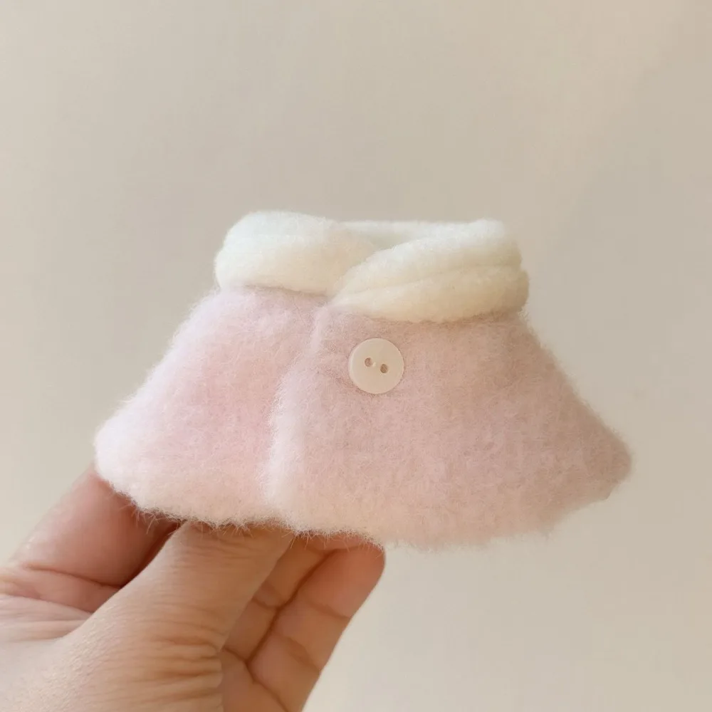 Macaron Outfit Doll Clothes Checkered Cotton Stuffed Doll Fur Cloak Coat Doll Dress Up Accessory for 10~15cm Doll