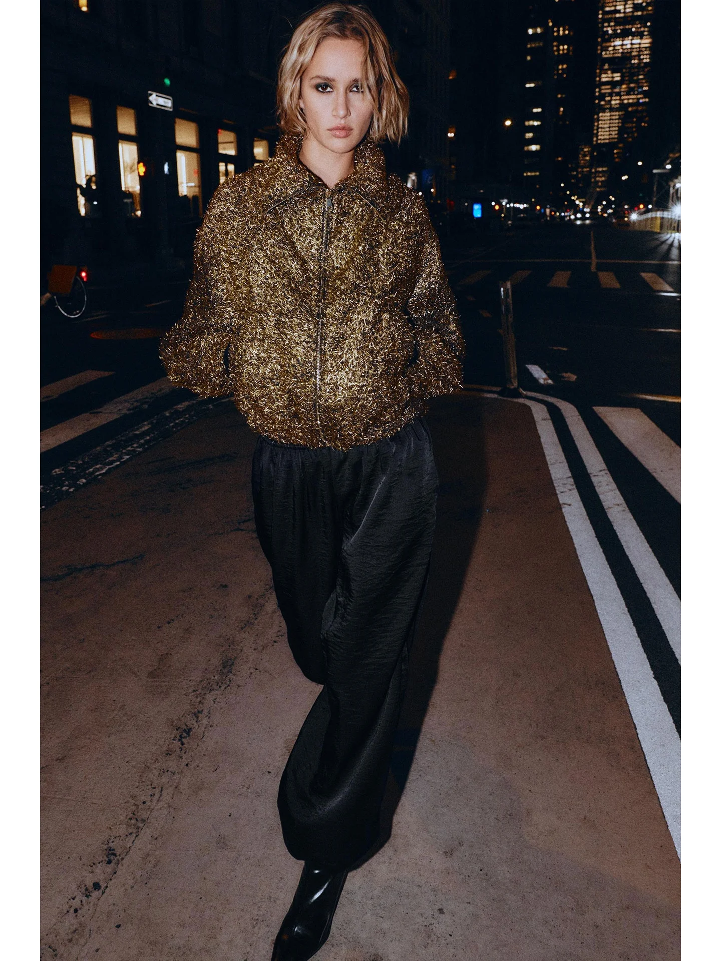 Lente 2026 Unieke Faionable Losse Metalen Kleur Tead Pilot Jaet Dames Casual Sle Lange Sve Ritssluiting Jas