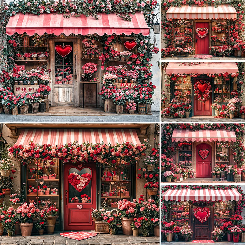 

LS Photography Backdrop Valentine's Day Rose Shop Decora Cake Smash Newborn 1st Birthday Party Backgrounds For Photographs