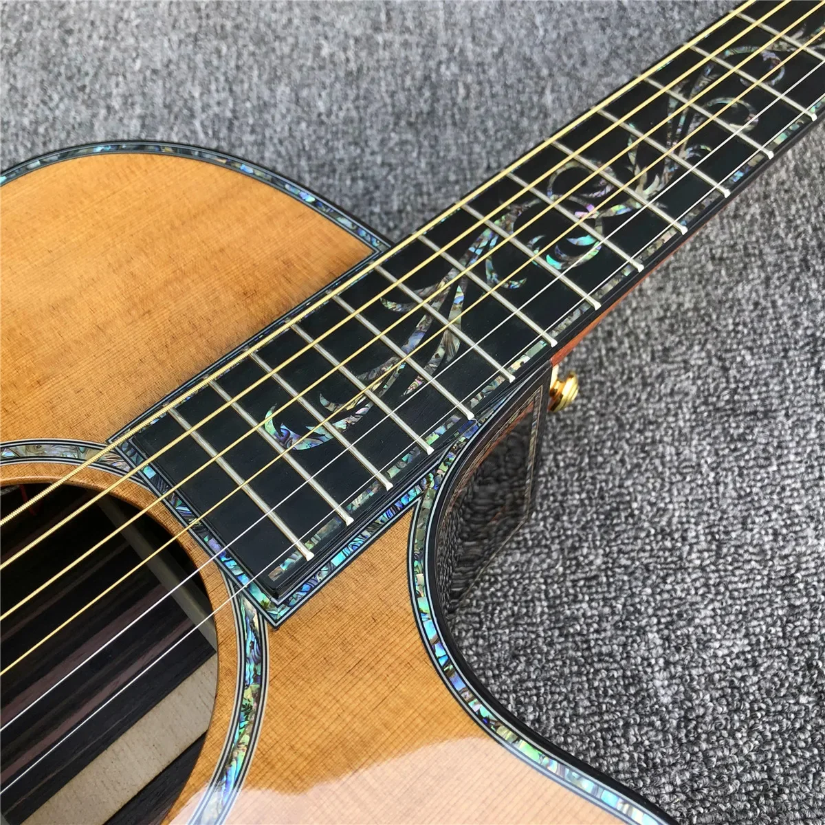 2025 41 بوصة الصلبة الأرز العلوي PS14 الغيتار الصوتية كوكوبولو الجسم أذن البحر تطعيم الأصابع