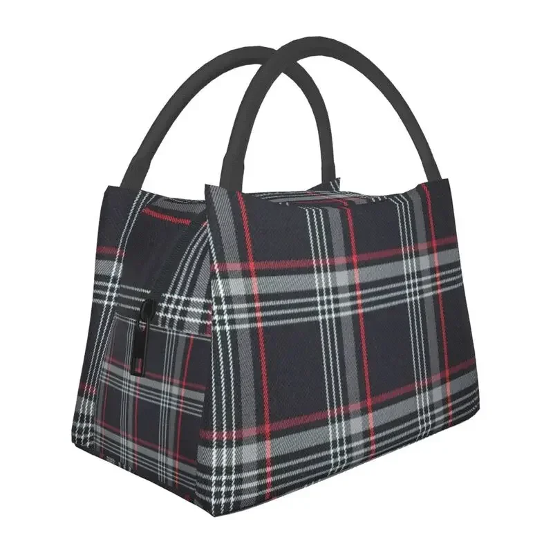 

Tartan Plaid Pattern Insulated Lunch Bags Women Leakproof Geometric Textured Thermal Cooler Bento Box Office Picnic Travel