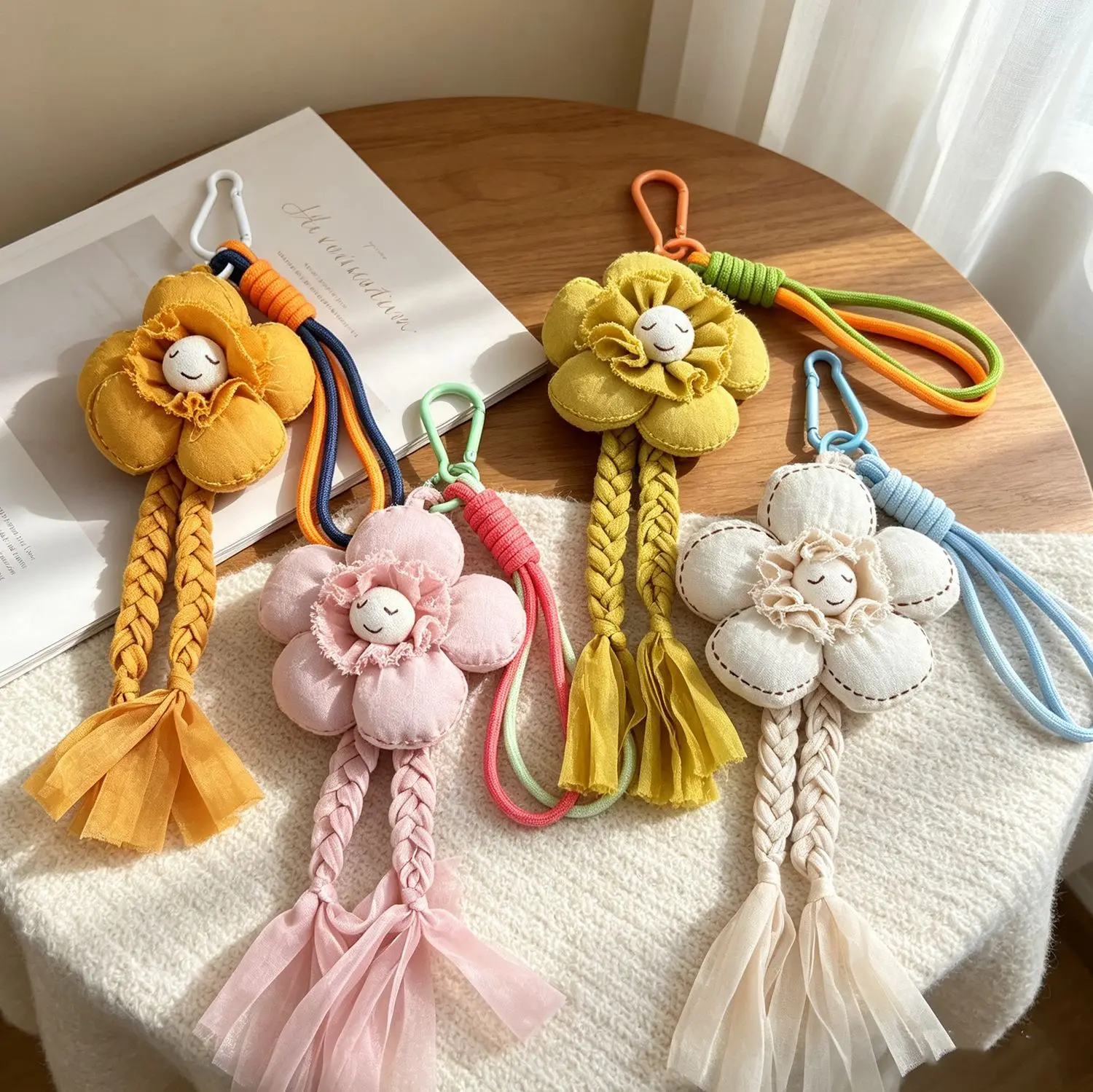 Fabric Flower Pendant Versatile for Handbag Keychain and Mobile Phone Adorable Girls Chic Trendy Premium Quality Soft