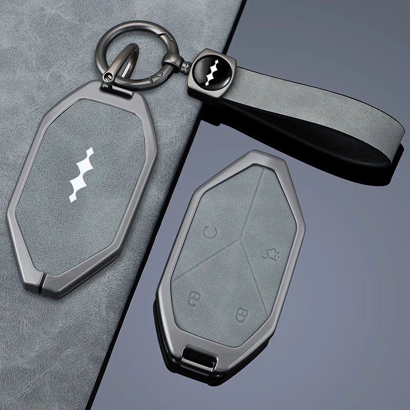 Car Zinc Alloy Leather Car Key Case Cover Holder For BYD Formula Leopard 8 Key Set Leopard 5 Leopard Five Remote Control Key