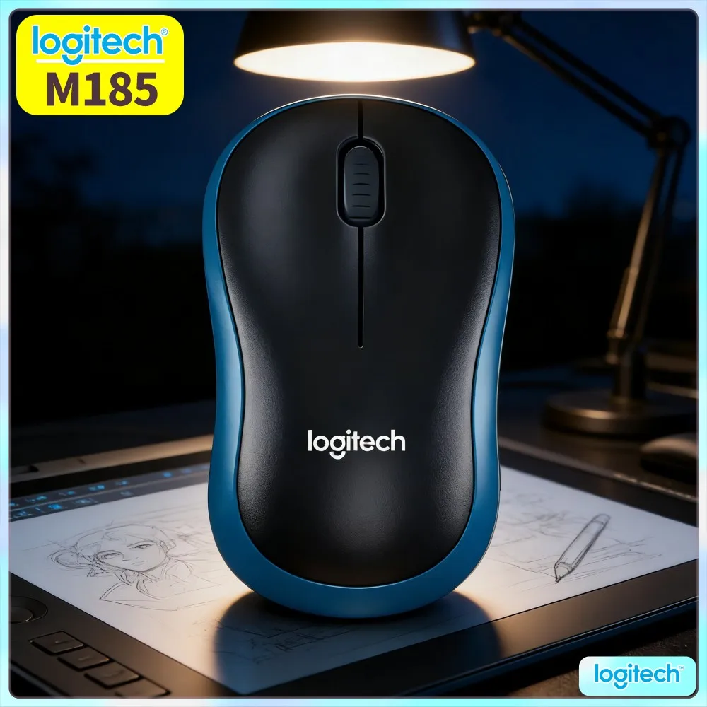 Logitech M185 Leisure Household Surf Mouse Wireless Relax Hand Grip For Free Time Home Internet Use