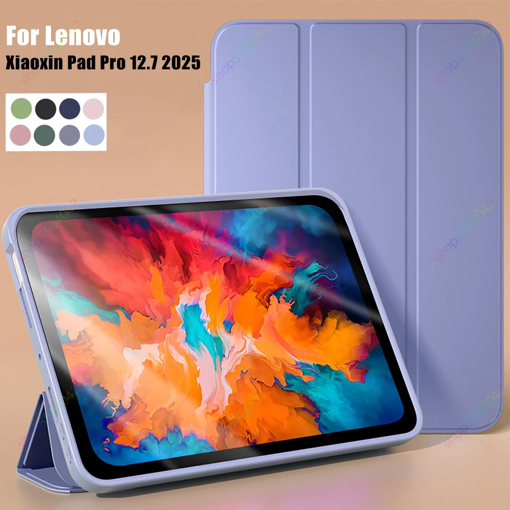 New Smart Cover for Lenovo Xiaoxin Pad Pro 12.7 Inch 2025 Trifold Stand Flip Soft TPU Back Cover for Xiaoxin Pad Pro 2025 Funda