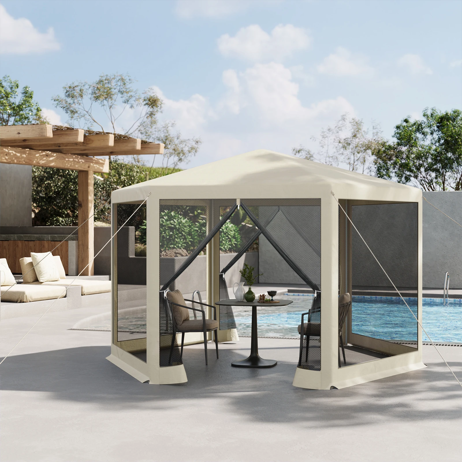 Gazebo WOLTU 3.8x3.3m con Mosquitera y Paredes de Malla 🌿