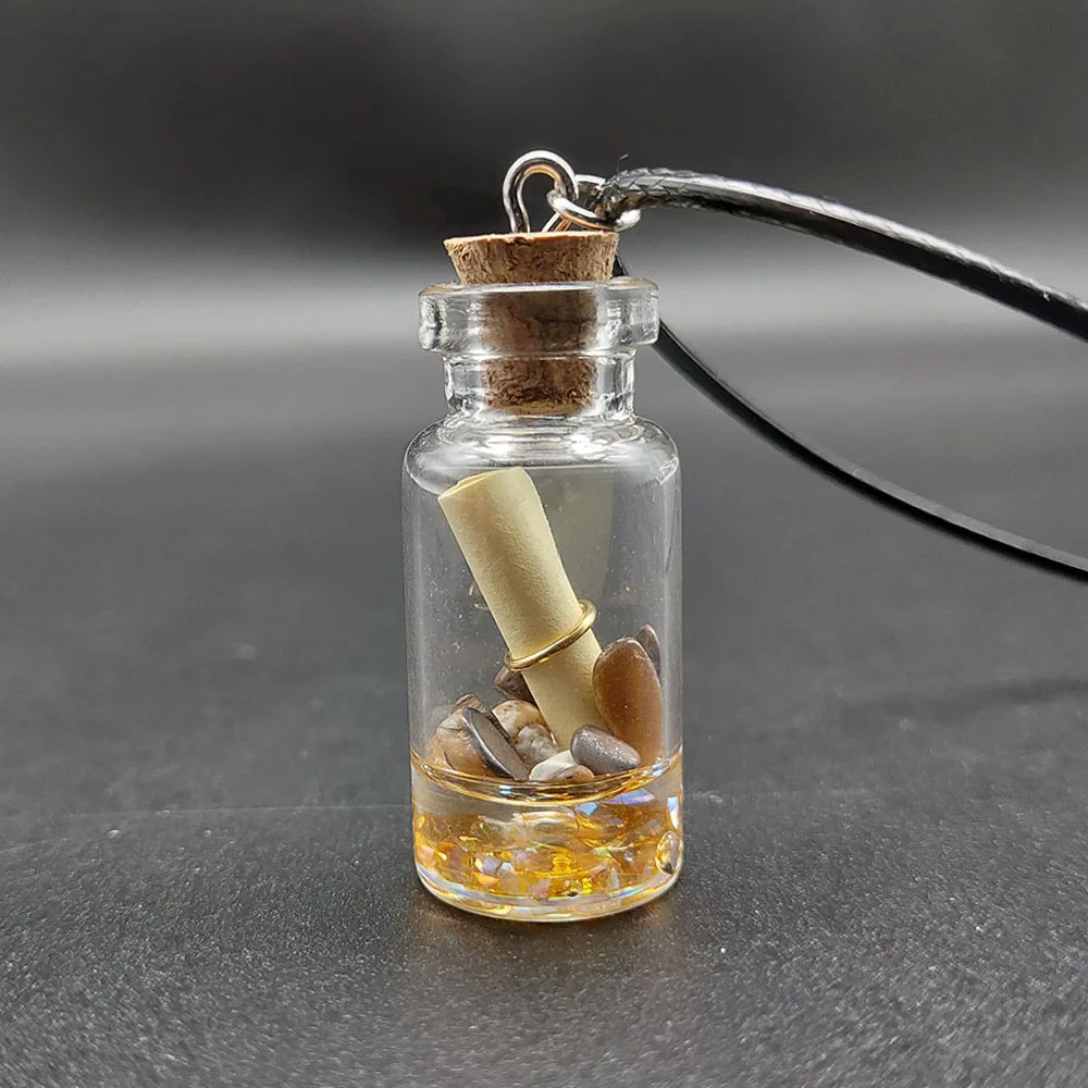 Transparent Creative Note Pad Wish Bottle Glass Dangle Pendant Souvenir Ocean Drift Bottle Pendant Neckalce for Women Party Gift