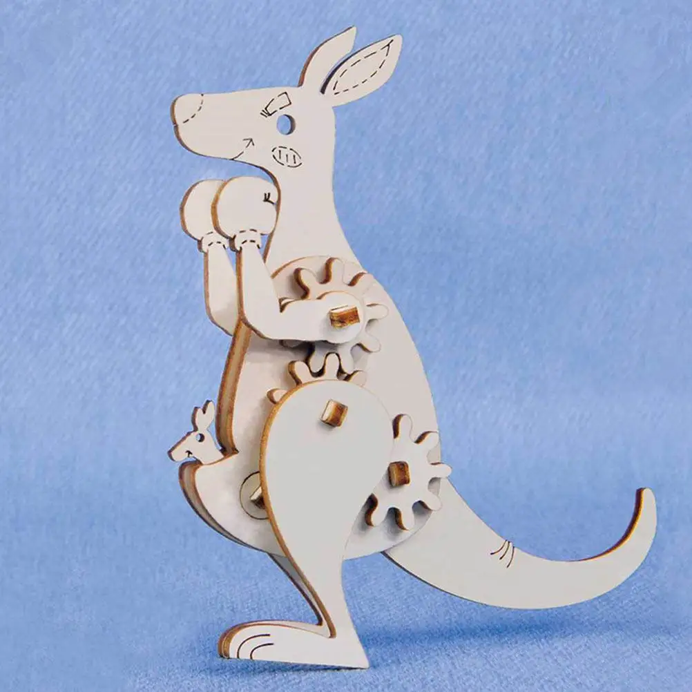

6Sets Animal Puzzle Crafts 3D Wooden Assembly Creative Educational DIY Desktop Decor Puzzle for Kids Home Office Gift
