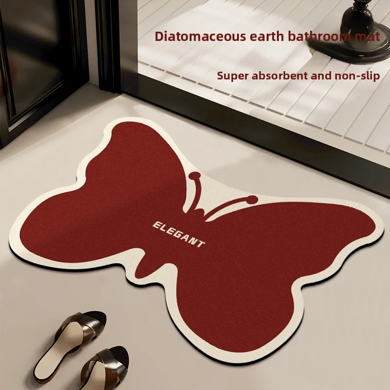 

New Year Red Batoom Anti-Slip Soft Silicon Dendroid Mat Qui Dry Floor Carpet for Toilet Entrance Door Non-Slip Foot Pad
