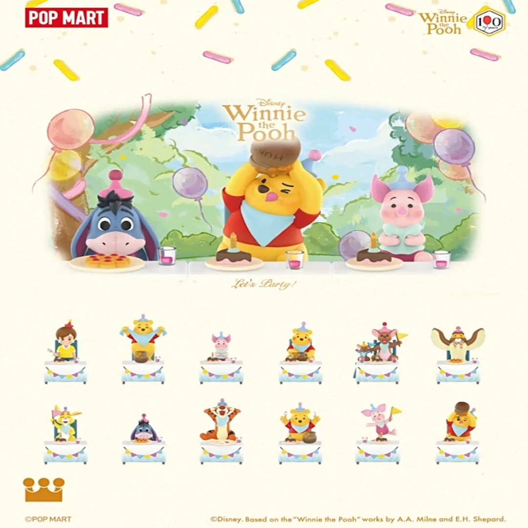POP MART Disney Winnie The Pooh Let Is Party Serie Blindbox Original Spielzeug Überraschungstasche Mystery Box Puppe Anime Figur Ornament