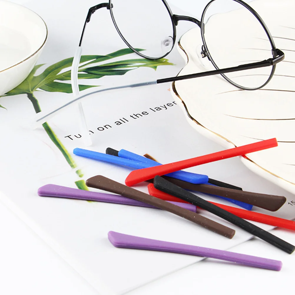 

Glasses Leg Cover Silicone Anti-Slip Eyewear Sleeve Sweatproof For Sports Daily Use Black White Brown Blue Red