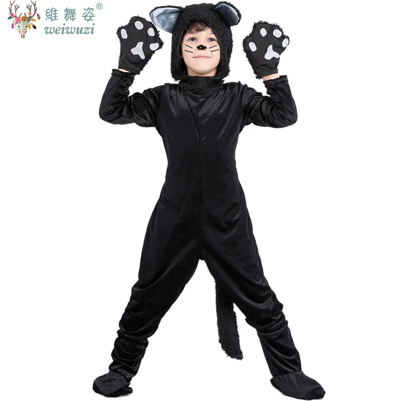 

Children's Day Black Cat Cosplay Kids Costume Cute Kitten Animal Onesie Gloves Hat Suit Suitable for Stage Show Halloween Party