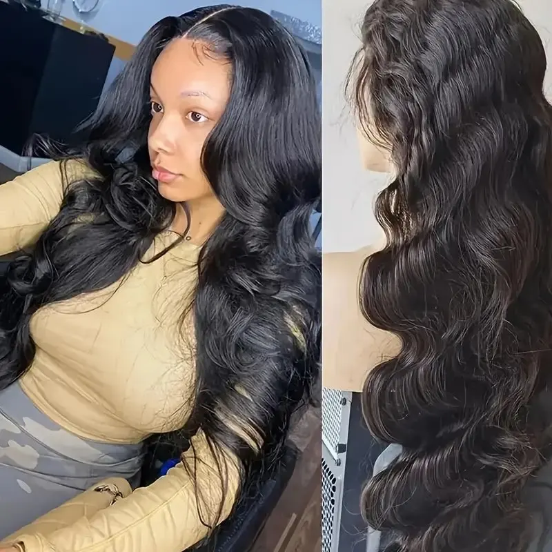 13X6 Lace Wig 13x4 Lace Wig Front 24 Inches Natural Black Body Wave Glueless Pre-Plucked Water Wave For Women 150 Density