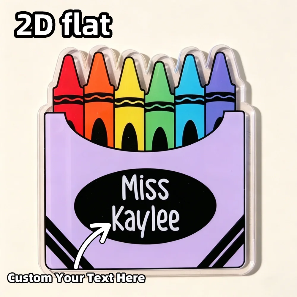 Personalised Crayon Acrylic Coaster Set, Custom Teacher Appreciation Gift, Unique Classroom Thank You Present