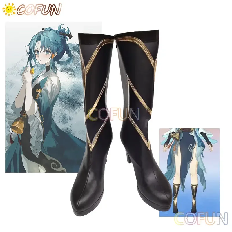 Cofun genshin impacto madame ping/guizhong botas cosplay genshin impacto madame ping sapatos tubo longo sapatos femininos jogo anime