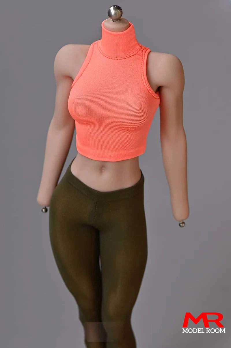 1/6 مقياس الإناث سترة دون أكمام نحيل قمم تي شيرت الملابس نموذج صالح 12 ''أنثى الجندي عمل الشكل الجسم الدمى