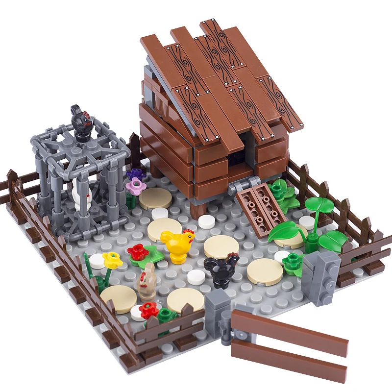 MOC City Farm Building Block Vegetable Garden Orchard Goat Horse Pig Animal Dog Nest Flower Accessories Bricks Toy Gift MO83