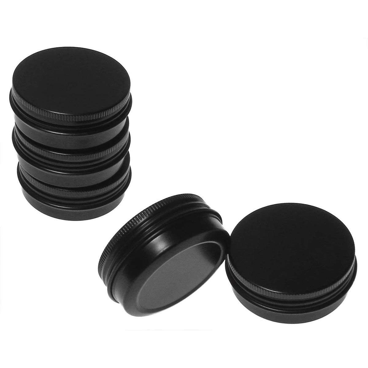 ABPQ-36 Uds. Frascos de lata de aluminio negro, contenedores con tapa de tornillo redondo, latas de almacenamiento de Metal vacías, 24 Uds. De 60Ml y 12 Uds. De 30Ml